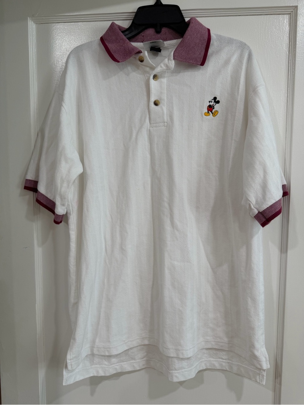 Disney Parks embroidered White Label Shirt with mickey Knit Detail